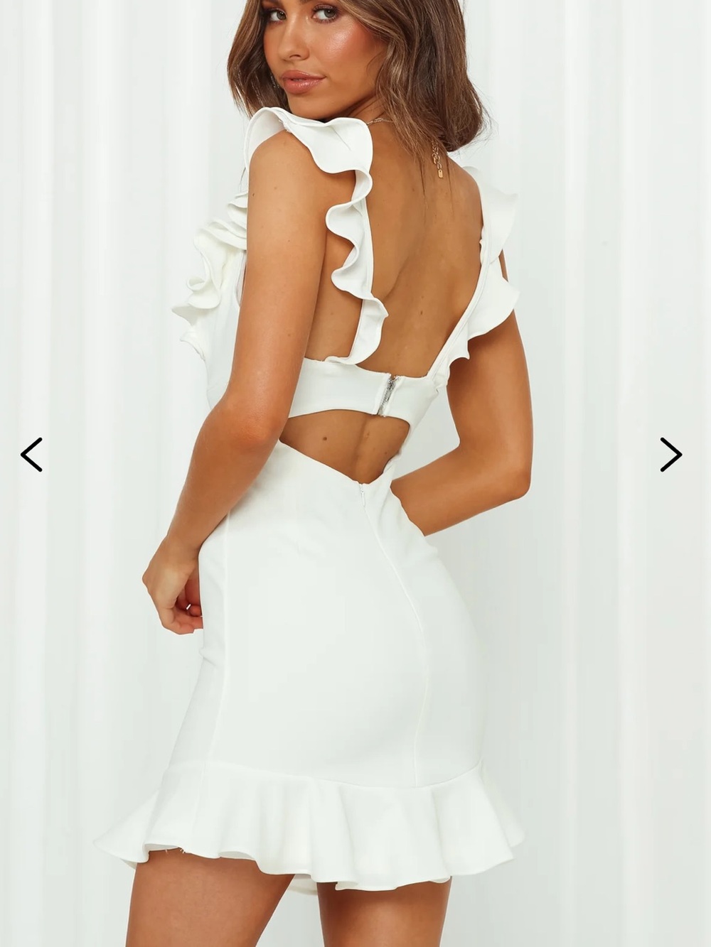 Hello Molly White Ruffle V-Neck Mini Dress - Picture 5 of 15